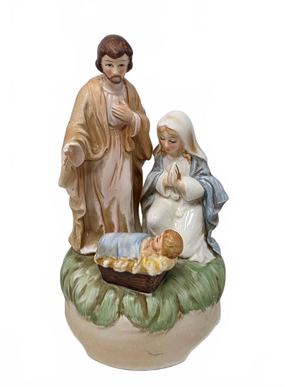 Vintage Lund's Lites Musical Nativity Silent Night Japan 7.25 Inch